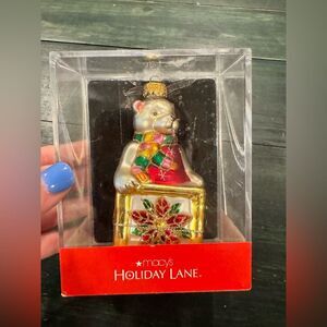 Macy's Holiday Lane 2007 glass Christmas bear ornament